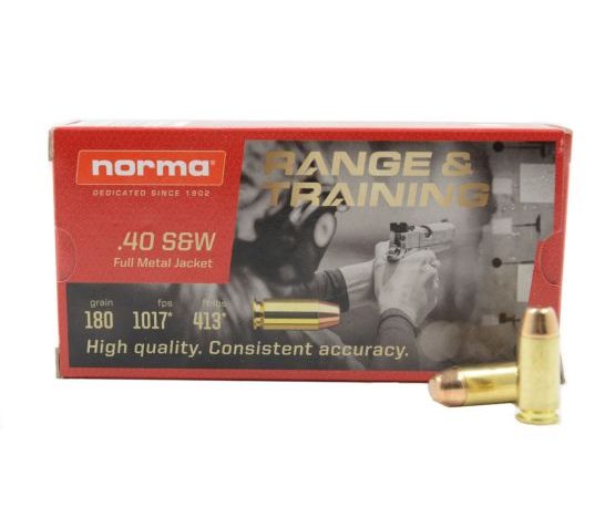 NORMA RANGE & TRAINING .40 S&W 180GR FMJ 50 ROUNDS PER BOX