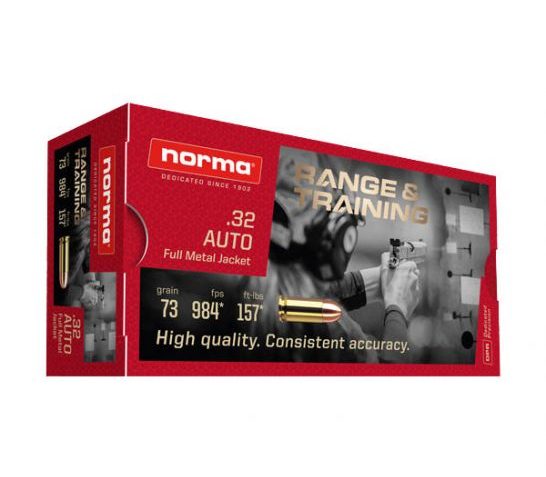 Norma Range and Training Brass .32 ACP 73-Grain 50-Rounds FMJ