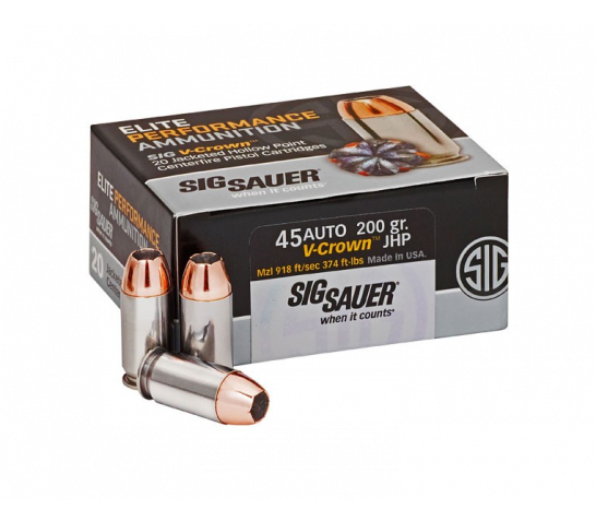 Sig Sauer Elite Performance V-Crown .45 ACP 200GR JHP 50Rds