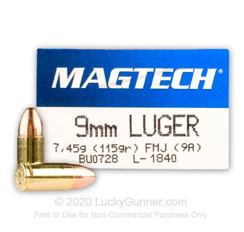 9mm – 115 Grain FMJ – Magtech – 1000 Rounds