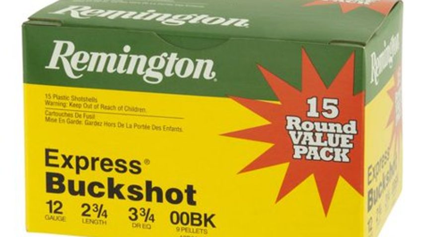 Remington 12 Gauge 00 Buck Shot Centerfire Shotgun Buckshot Ammunition, 15 Rounds, 26876