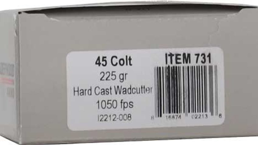 Underwood Ammo .45 Colt 225 Grain Coated Hard Cast Nickel Plated Brass Cased Pistol Ammo, 20 Rounds, 731