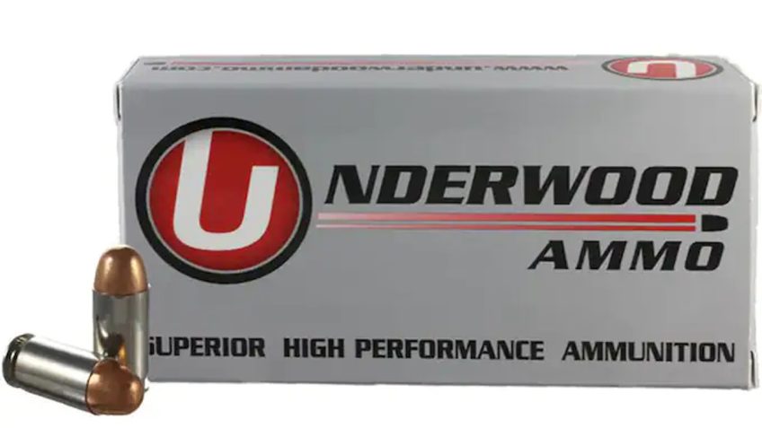 Underwood Ammo .45 ACP +P 230 Grain Full Metal Jacket Nickel Plated Brass Cased Pistol Ammo, 50 Rounds, 337