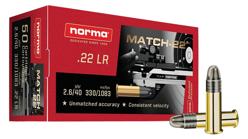 Norma Match-22 .22 LR 40gr Rimfire Ammo (50/box) 2425076