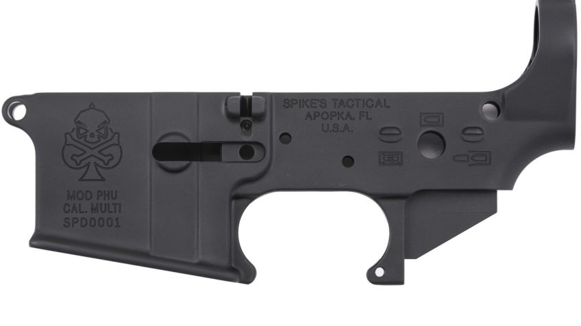 Spikes PHU Spade Stripped Lower, Multi-Cal, Black Hardcoat Anodized