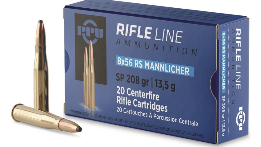 PPU, 8x56R Mannlicher, FMJ-BT, 208 Grain, 20 Rounds