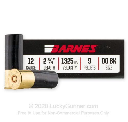 12 Gauge – 2-3/4″ 9 Pellets 00 Buck – Barnes Defense Buckshot – 5 Rounds