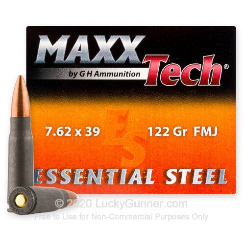 7.62×39 – 122 Grain FMJ – MAXXTech Essential Steel – 1000 Rounds