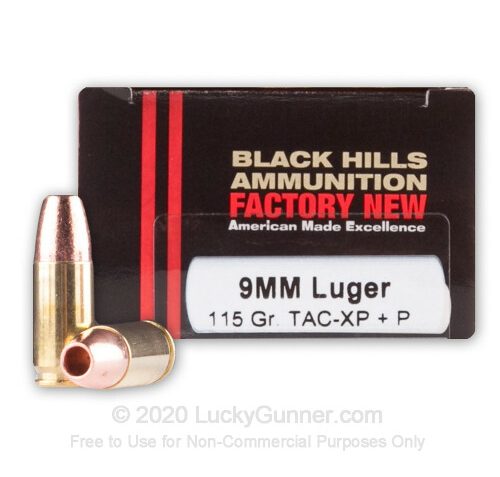 9mm – +P 115 Grain TAC-XP – Black Hills – 20 Rounds