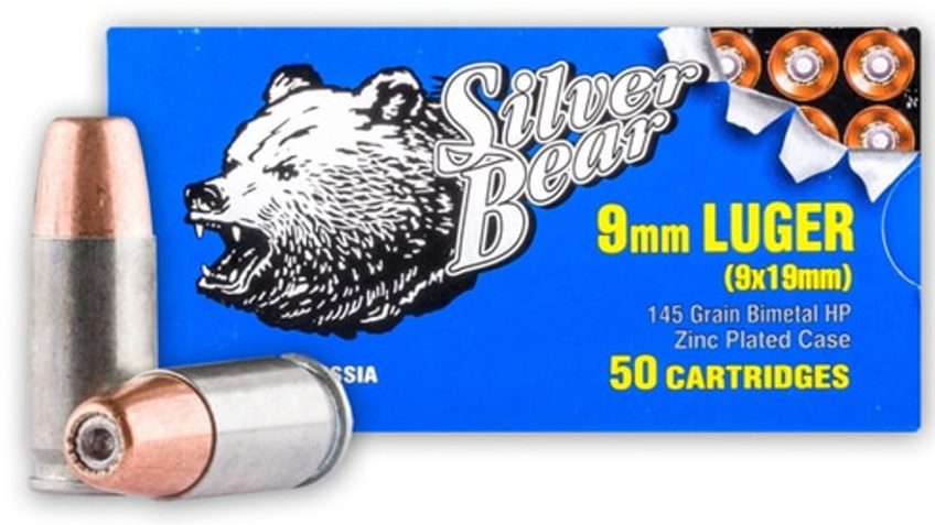 Silver Bear 9mm Luger 145gr – Hollow-point Zinc Plated 50pk