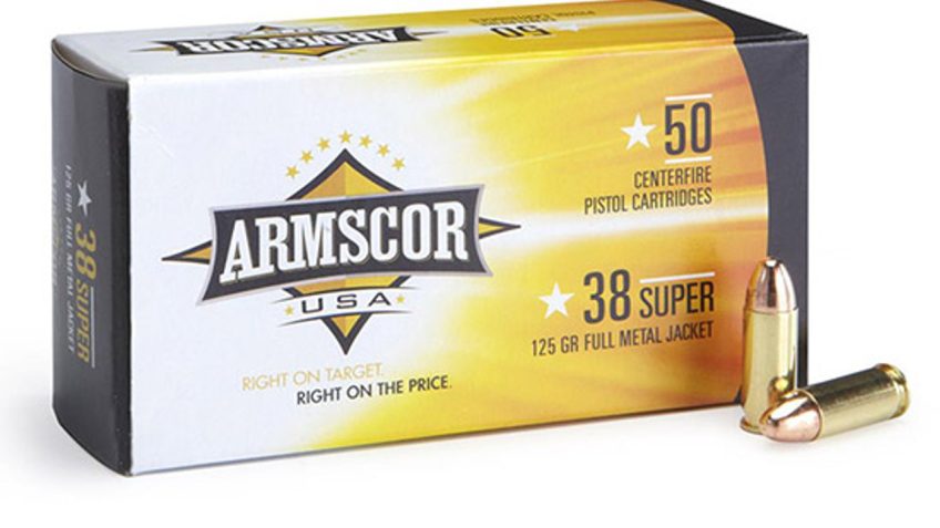 Armscor Precision Inc USA .38 Super 125 Grain Full Metal Jacket Brass Cased Pistol Ammunition, 50 Rounds, FAC38SUPER-1N-50RD