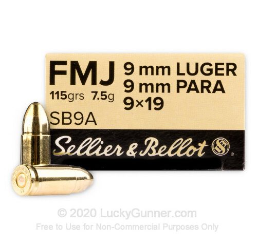 9mm – 115 Grain FMJ – Sellier & Bellot – 1000 Rounds