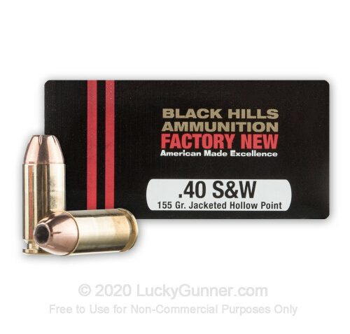 40 S&W – 155 Grain JHP – Black Hills – 20 Rounds