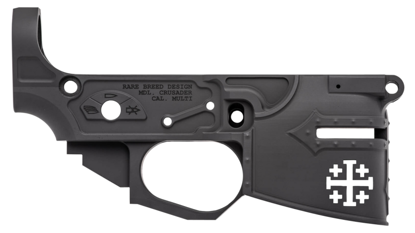 Spikes STLB600 Rare Breed Crusader Stripped Lower Receiver Multi-Caliber 7075-T6 Aluminum Black Anodized for AR-15