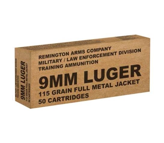 Remington Military/Law Enforcement Training Ammunition 9mm 115 gr FMJ 1145 fps 50/ct