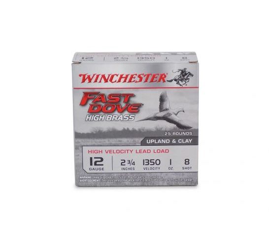 Winchester Fast Dove High Brass 12 Gaude 1oz 2.75in Upland and Clay Shotgun Ammunition, 25 Rounds, WFD128B