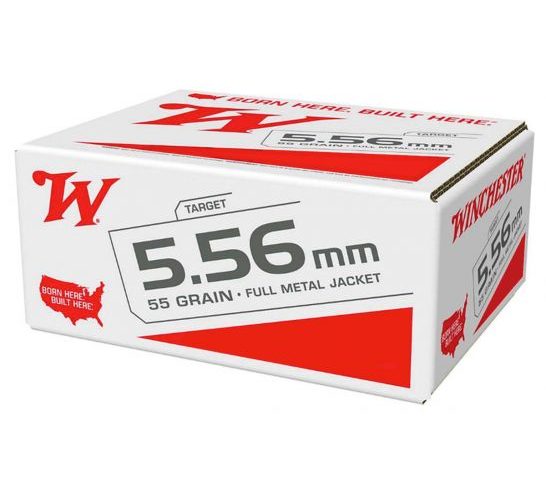 Winchester USA WHITE BOX 5.56mm 55 Grain Full Metal Jacket Brass Rifle Ammo, 500 Rounds, WM193500