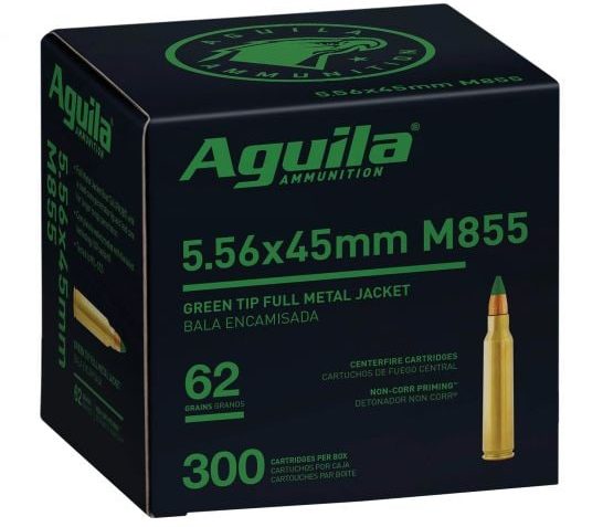 Aguila M855 Green Tip, 5.56x45mm NATO, FMJ, 62 Grain, 300 Rounds