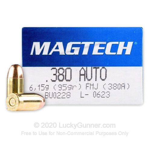 380 Auto – 95 Grain FMJ – Magtech – 1000 Rounds