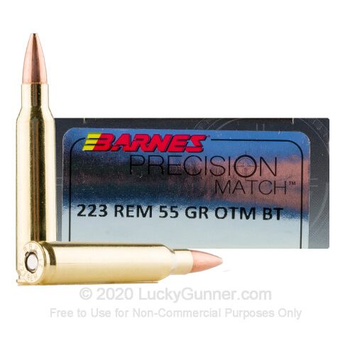 223 Rem – 55 Grain OTM BT – Barnes Precision Match – 20 Rounds