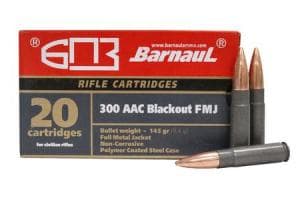 Barnaul Steel Poly Coated Rifel Ammunition .300 AAC Blackout 145gr FMJ 1985 fps 20/ct