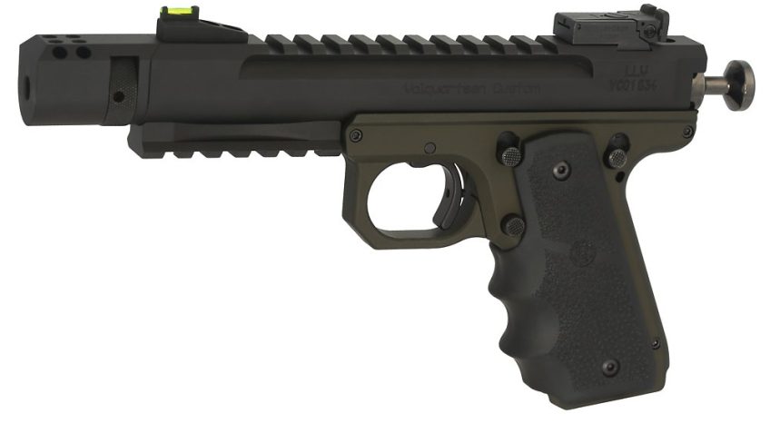 SCORPION, .22 LR 1911 STYLE OD GREEN, HOGUE, 4.5 ‘, COMPENSATOR