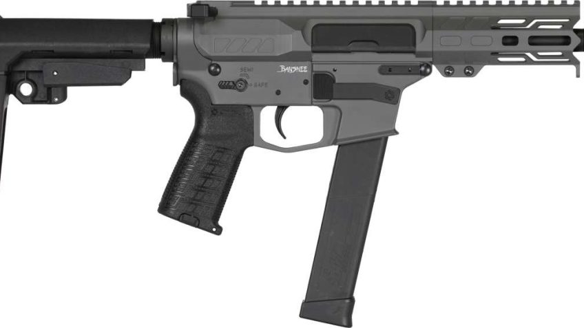 CMMG Banshee MkG AR-style Pistol, .45 ACP, 5″ Barrel, Tungsten, 26+1 Rounds