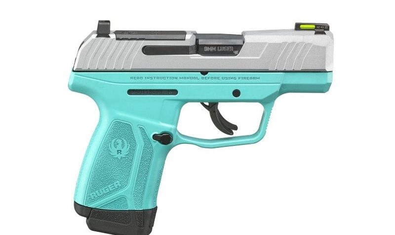 Ruger MAX-9 9mm Pistol, 3.2" Barrel, Front Night Sights, Turquoise, Silver – 3511