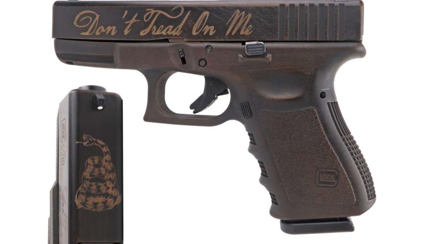 Glock 19 Don’t Tread On Me 9mm Luger 4in Burnt Bronze Battle Worn Pistol – 15+1 Rounds