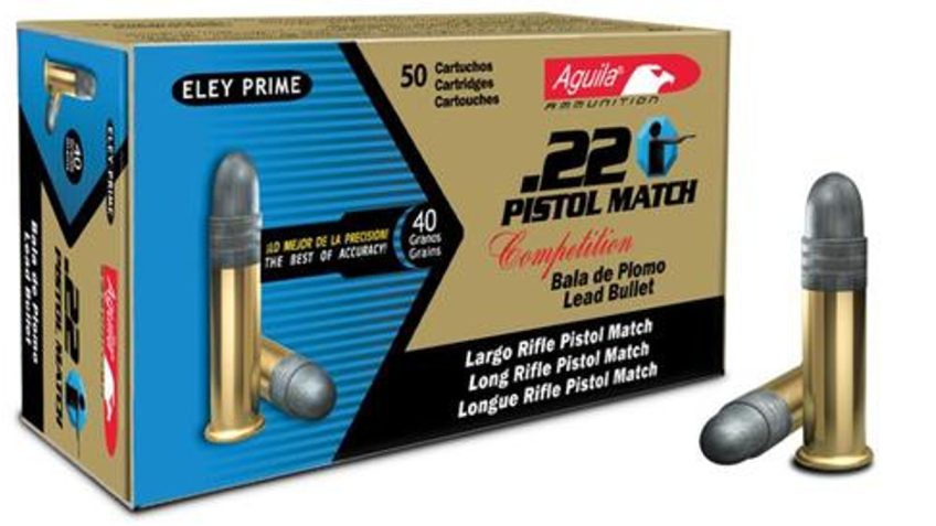 Aguila Match Pistol Rimfire Ammunition .22 LR 40 gr LRN 925 fps 50/ct