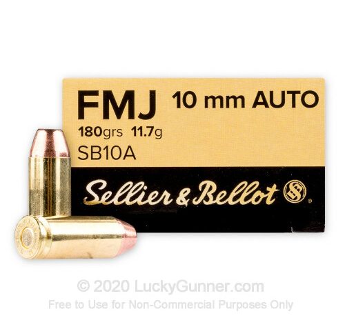 10mm Auto – 180 Grain FMJ – Sellier & Bellot – 1000 Rounds