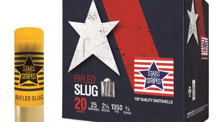 Stars and Stripes, 20 Gauge, 2 3/4″, 3/4 oz. Rifled Slug Ammo, 25 Rounds