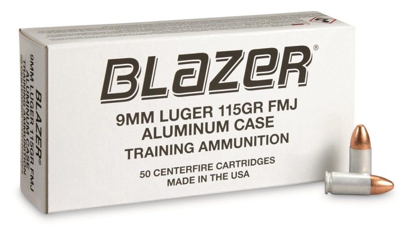 CCI Blazer Aluminum Case, 9mm, FMJ, 115 Grain, 50 Rounds