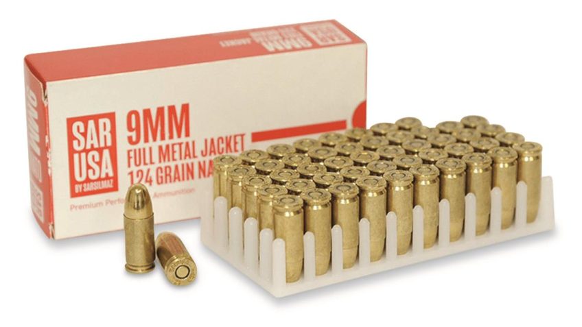 SAR USA 9mm NATO, FMJ, 124 Grain, 50 Rounds