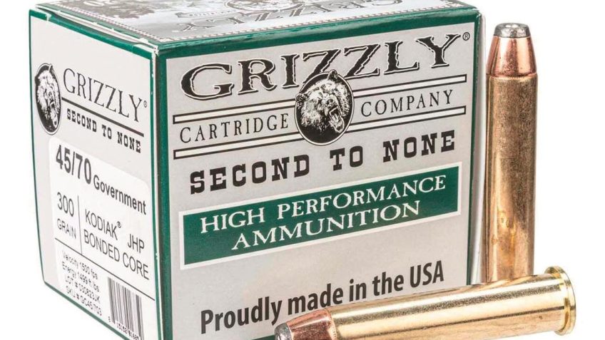 Grizzly Cartridge 45-70 GoveRNment 300 Grain Jacketed Hollow Point Pistol Ammo, 20 Rounds, GC45/703