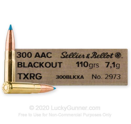 300 AAC Blackout – 110 Grain eXergy Blue – Sellier & Bellot – 20 Rounds