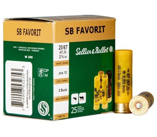 20 Gauge – 2-5/8″ 12 Pellet #2 Buckshot – Sellier & Bellot – 25 Rounds