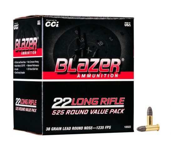 CCI Ammunition Blazer Rimfire .22 Long Rifle 38 Grain Lead Round Nose Rimfire Ammo, 525 Rounds, 10022