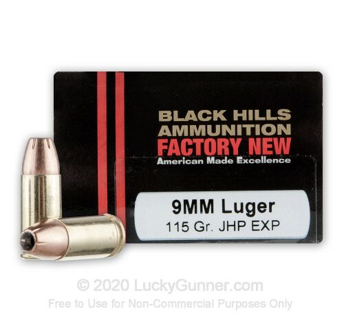 9mm – 115 Grain EXP JHP- Black Hills – 20 Rounds