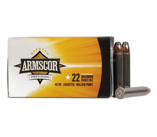 Armscor 50157 Rimfire 22 Mag 40 gr Jacketed Hollow Point (JHP) nickel Case 50 Bx