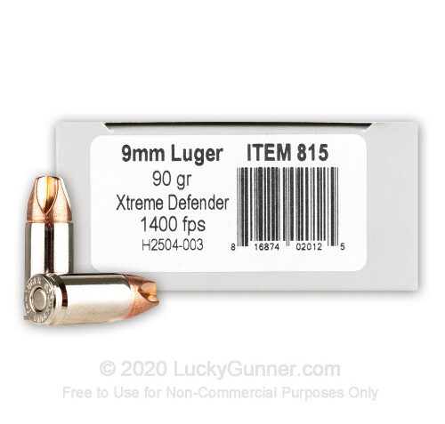 9mm – 90 Grain Xtreme Defender – Underwood – 20 Rounds