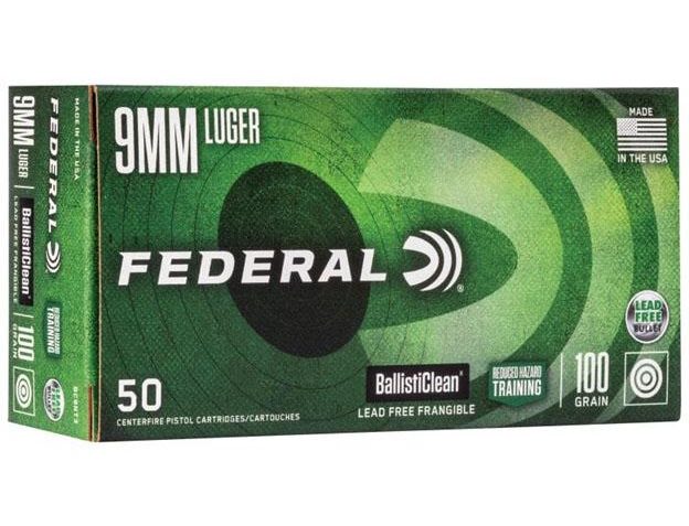 Federal BallistiClean Handgun Ammunition 9mm Luger 100gr IRT 1240 fps 50/ct