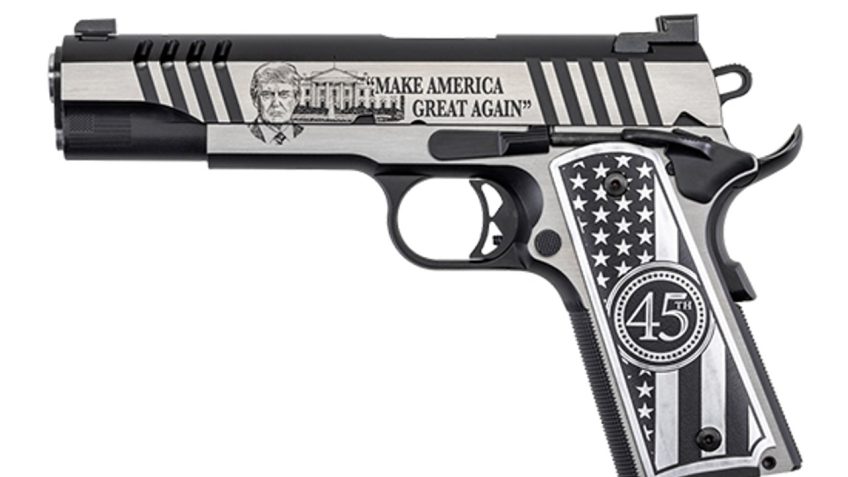 Auto Ordnance Trump One 1911 45 ACP, 5" Barrel, Stainless Finish, Engraved Slide/Frame, 7rd