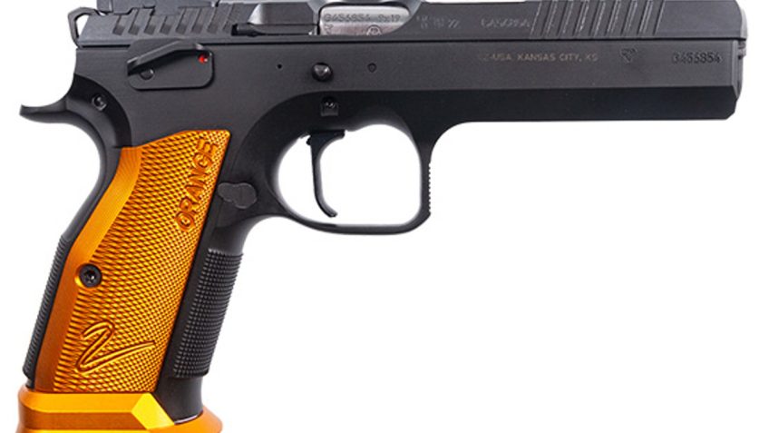 CZ TS 2 9mm. 5.23" Barrel, Orange Aluminum Grips, 20rd