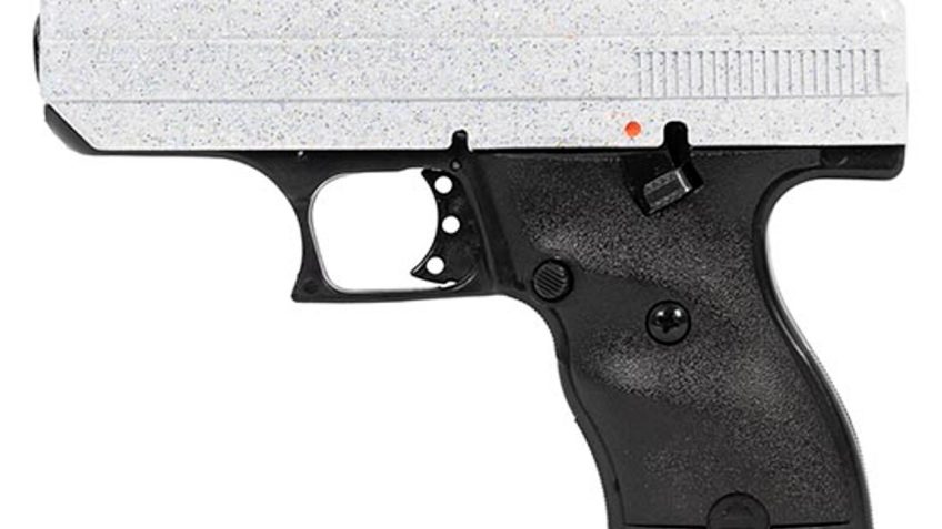 Hi-Point C9 9mm, 3.50" Black Steel Barrel, Hydro-Dipped White Sparkle Serrated Slide, Black Frame and Grips, 8rd