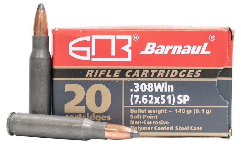 Barnaul Ammo Rifle Ammo, Barnaul 308win-sp140          308  140 Sp    20rds