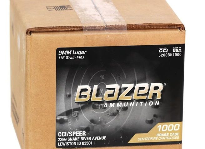 CCI Ammunition Blazer Loose Bulk Ammo Brass 9mm 115-Grain 1000-Rounds FMJ