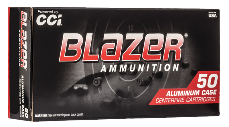 CCI Ammunition Blazer 9mm Luger 100 Grain Flat Nose Brass Cased Centerfire Pistol Ammunition, 50 Rounds, 5400