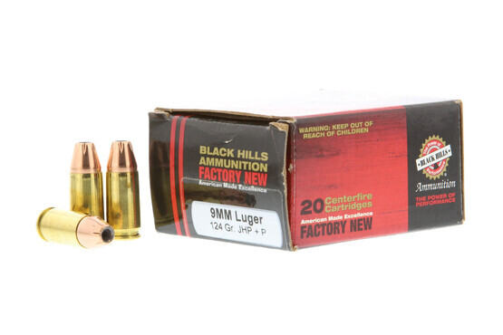 9mm – +P 124 Grain JHP – Black Hills – 20 Rounds