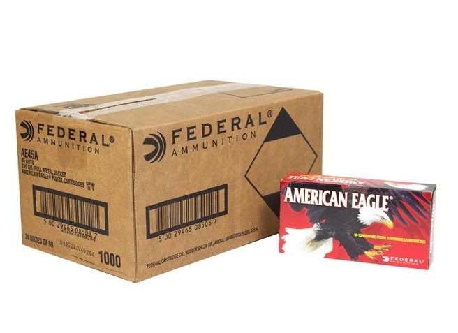 Federal Premium American Eagle Pistol Ammunition .45 ACP 230 gr FMJ 890 fps 1000/ct, AE45A BK